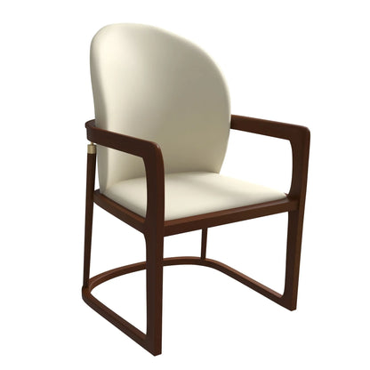 Svelta Dining Chair in Upholstered Leather Accent Arm Chair and Rubberwood Frame and Legs - Elax Furniture