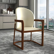 Svelta Dining Chair in Upholstered Leather Accent Arm Chair and Rubberwood Frame and Legs - Elax Furniture