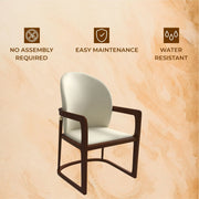 Svelta Dining Chair in Upholstered Leather Accent Arm Chair and Rubberwood Frame and Legs - Elax Furniture