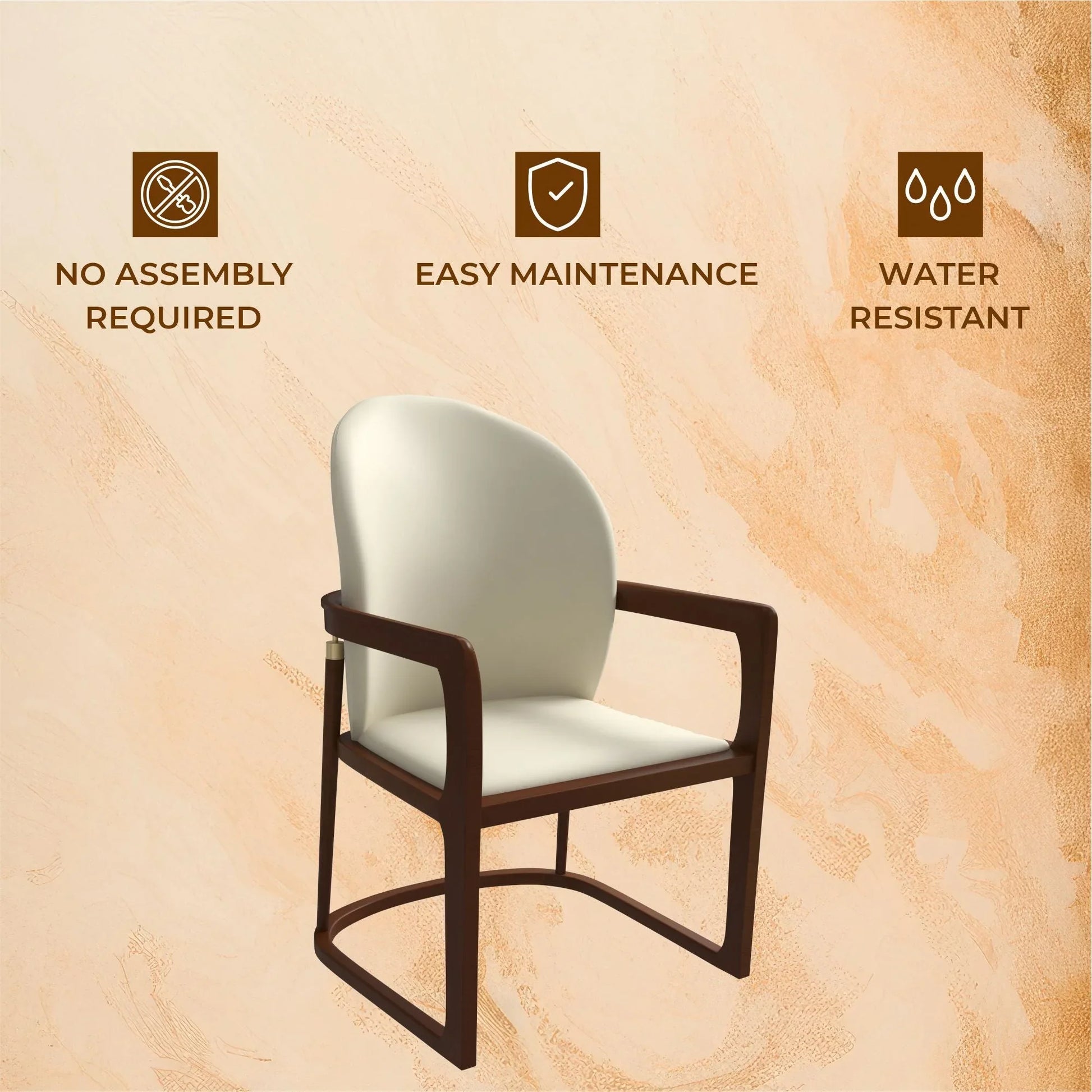 Svelta Dining Chair in Upholstered Leather Accent Arm Chair and Rubberwood Frame and Legs - Elax Furniture