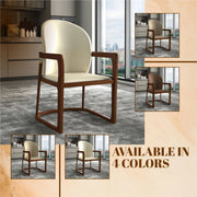 Svelta Dining Chair in Upholstered Leather Accent Arm Chair and Rubberwood Frame and Legs - Elax Furniture