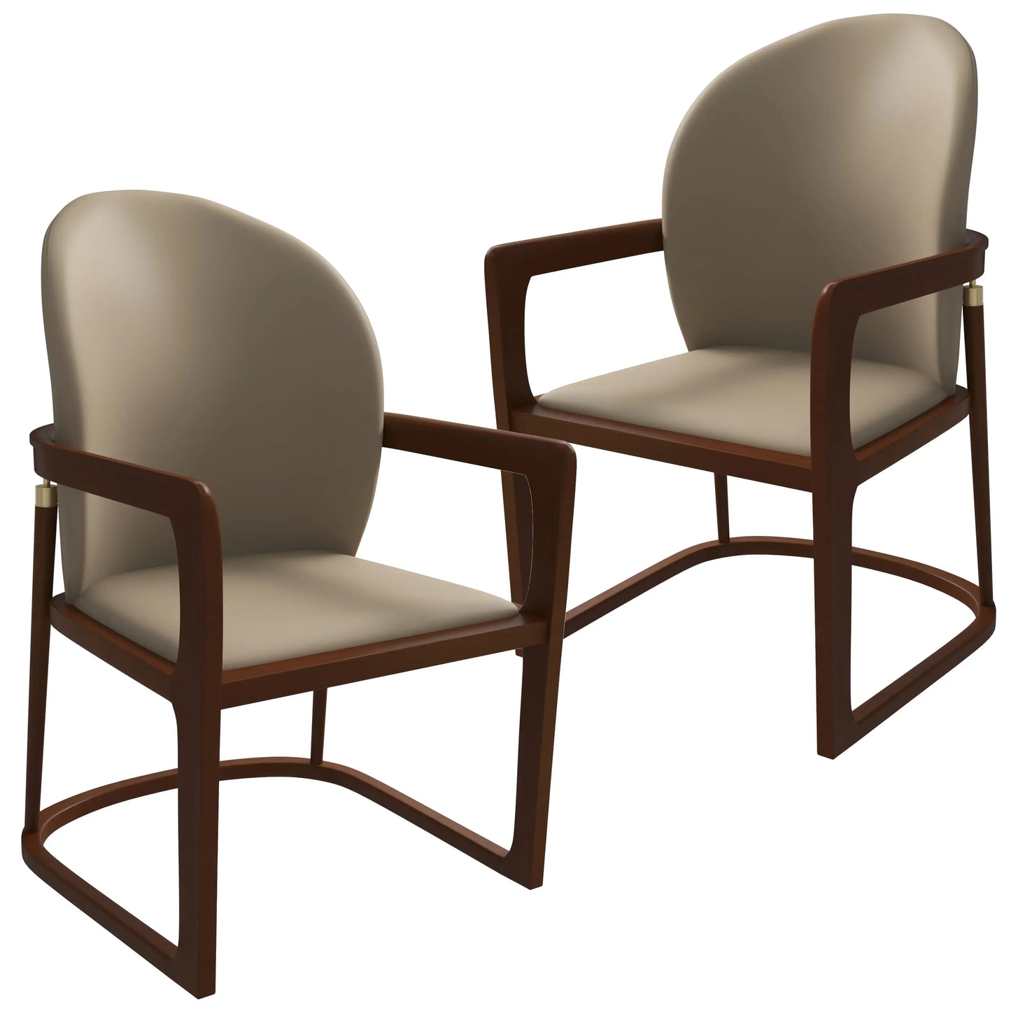 Svelta Leather Dining Chair with Rubberwood Legs Accent Arm Chair Set of 2 - Elax Furniture