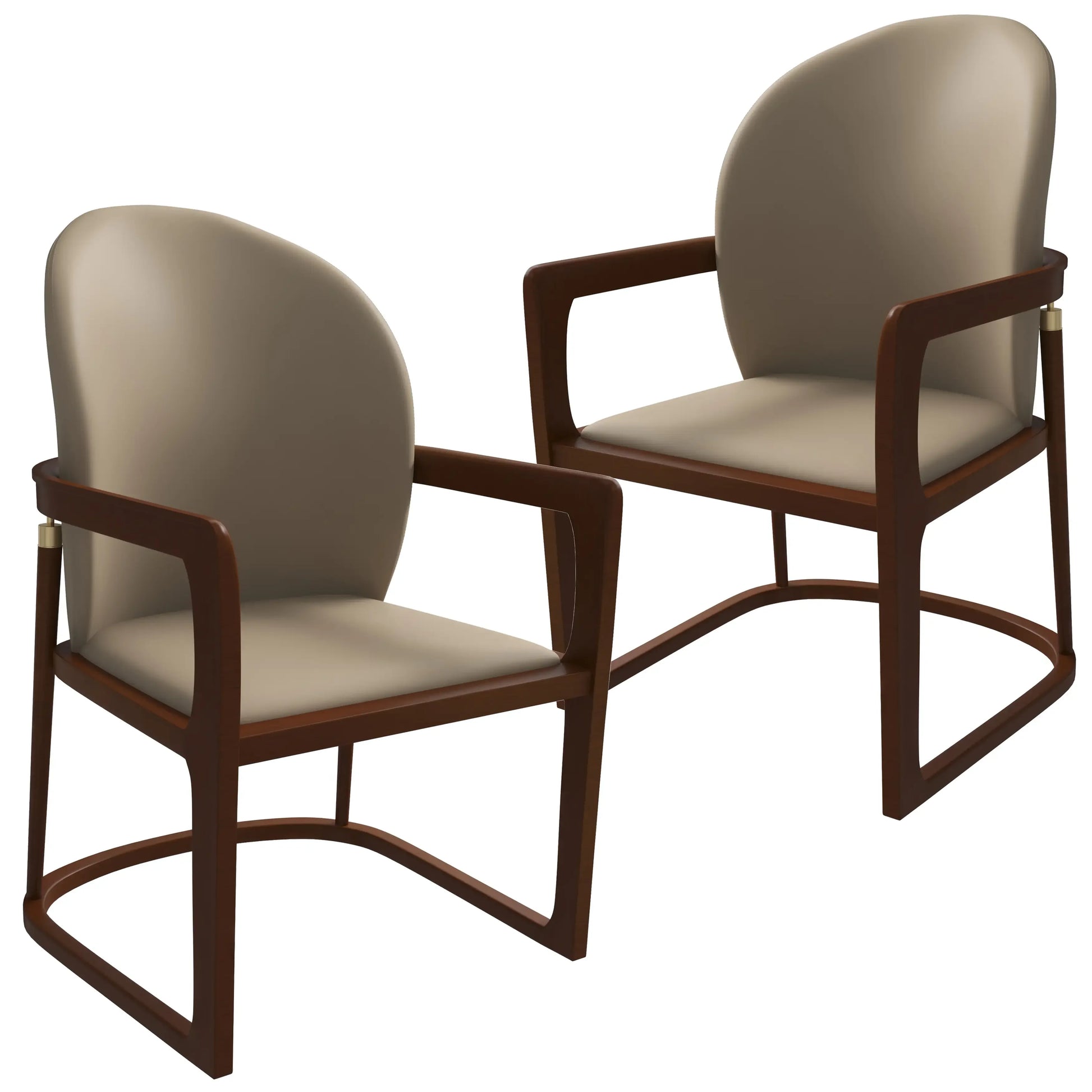 Svelta Leather Dining Chair with Rubberwood Legs Accent Arm Chair Set of 2 - Elax Furniture