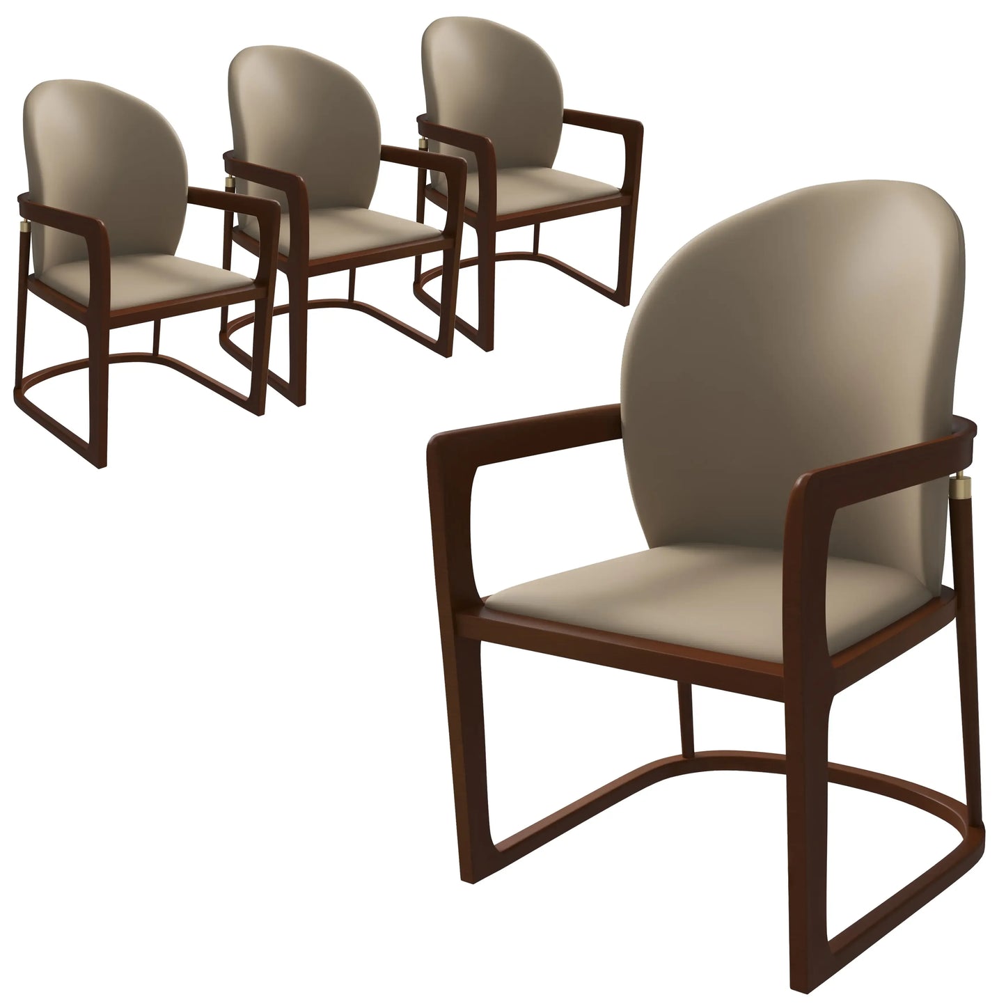Svelta Leather Dining Chair with Rubberwood Legs Accent Arm Chair Set of 4 - Elax Furniture