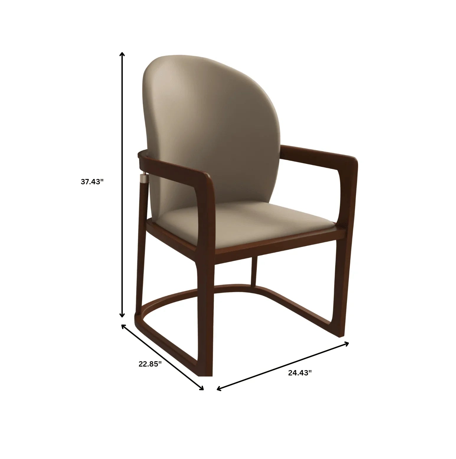 Svelta Dining Chair in Upholstered Leather Accent Arm Chair and Rubberwood Frame and Legs - Elax Furniture