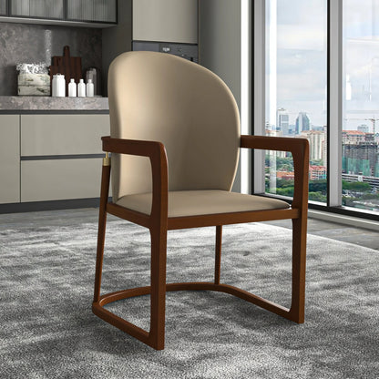Svelta Dining Chair in Upholstered Leather Accent Arm Chair and Rubberwood Frame and Legs - Elax Furniture
