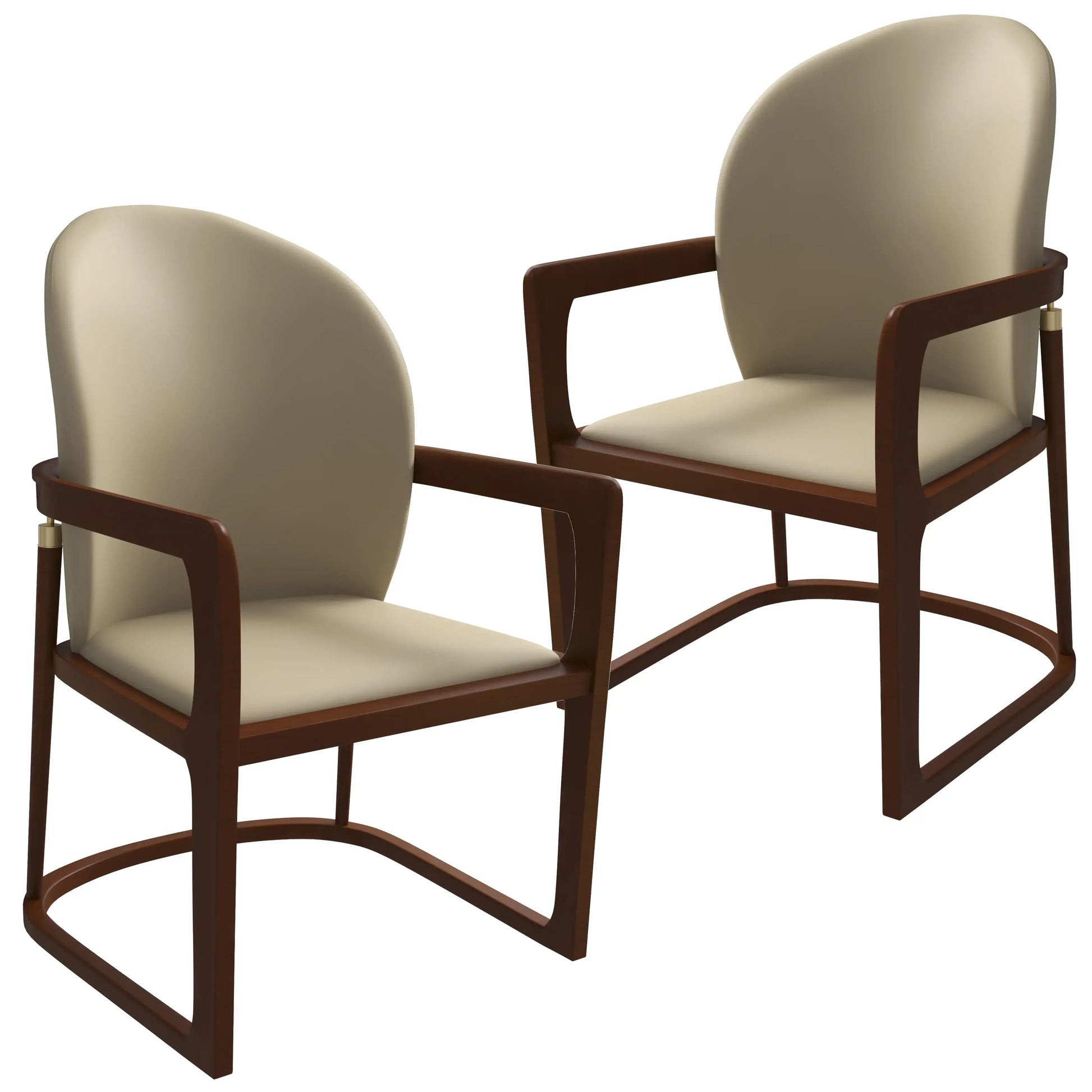 Svelta Leather Dining Chair with Rubberwood Legs Accent Arm Chair Set of 2 - Elax Furniture