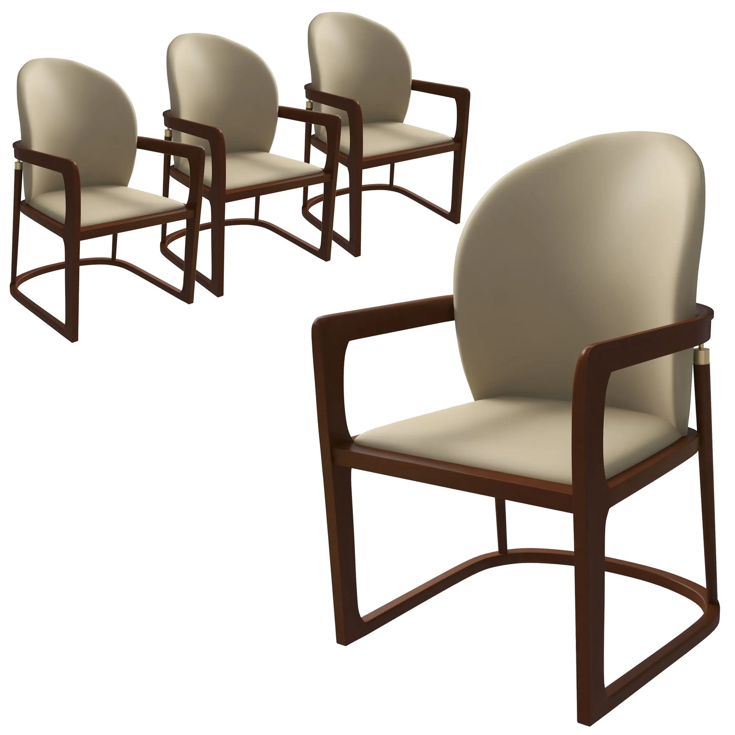 Svelta Leather Dining Chair with Rubberwood Legs Accent Arm Chair Set of 4 - Elax Furniture