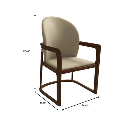 Svelta Dining Chair in Upholstered Leather Accent Arm Chair and Rubberwood Frame and Legs - Elax Furniture