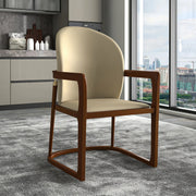 Svelta Dining Chair in Upholstered Leather Accent Arm Chair and Rubberwood Frame and Legs - Elax Furniture