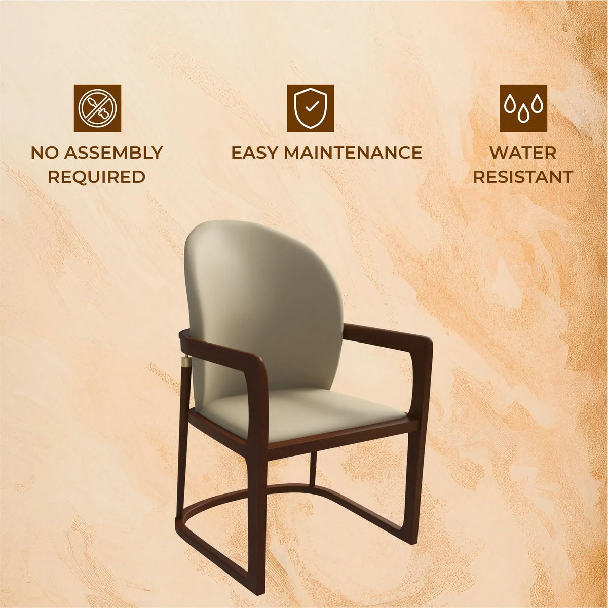 Svelta Dining Chair in Upholstered Leather Accent Arm Chair and Rubberwood Frame and Legs - Elax Furniture