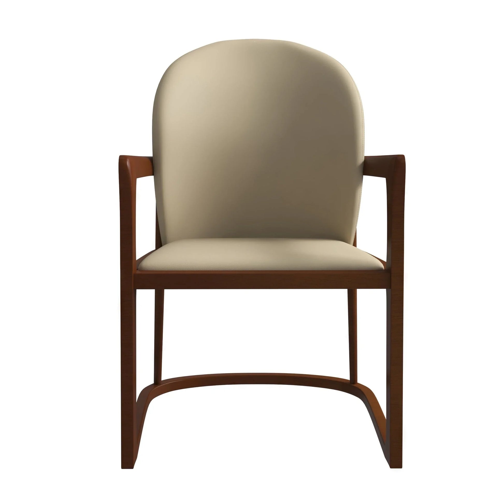 Svelta Dining Chair in Upholstered Leather Accent Arm Chair and Rubberwood Frame and Legs - Elax Furniture
