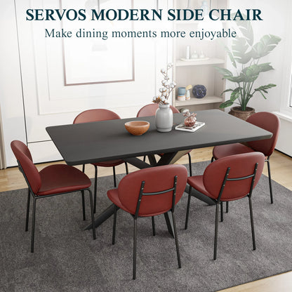 Servos Modern Dining Side Chair with Upholstered Seat and Powder Coated Iron Frame - Elax Furniture