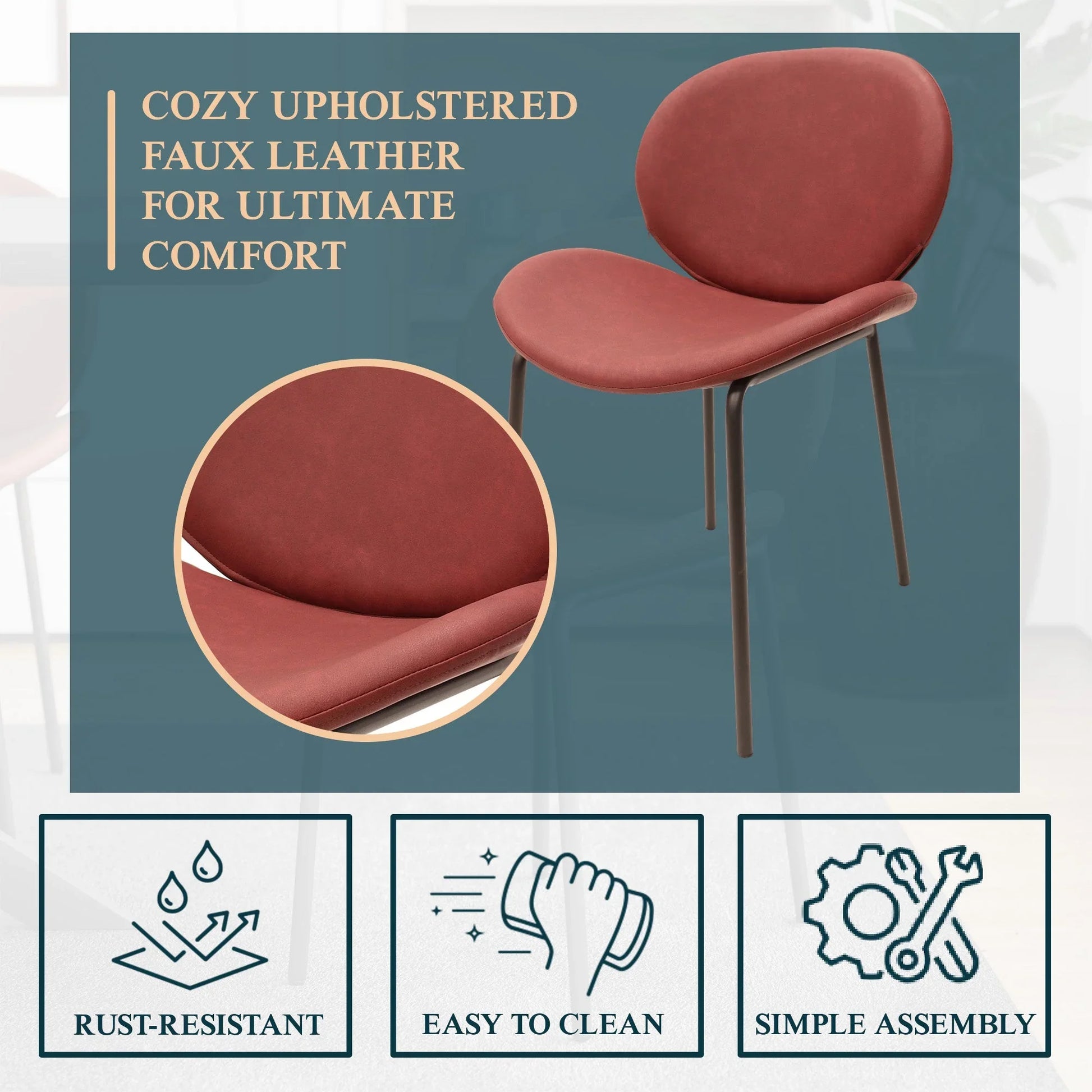 Servos Modern Dining Side Chair with Upholstered Seat and Powder Coated Iron Frame - Elax Furniture