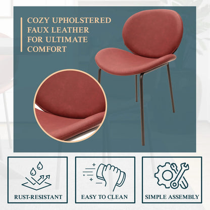 Servos Modern Dining Side Chair with Upholstered Seat and Powder Coated Iron Frame - Elax Furniture