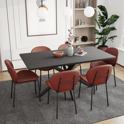 Servos Modern Dining Side Chair with Upholstered Seat and Powder Coated Iron Frame - Elax Furniture