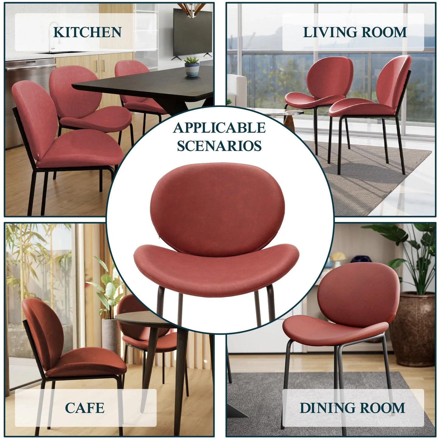 Servos Modern Dining Side Chair with Upholstered Seat and Powder Coated Iron Frame - Elax Furniture