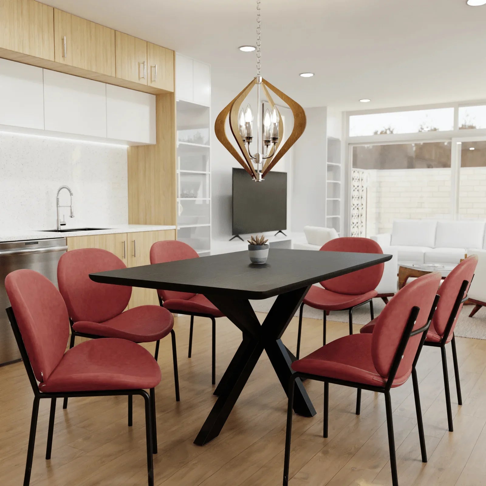Servos Modern Dining Side Chair with Upholstered Seat and Powder Coated Iron Frame - Elax Furniture
