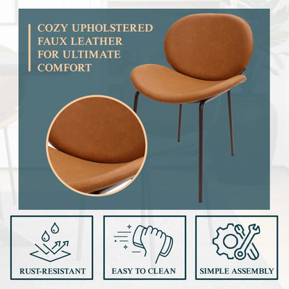 Servos Modern Dining Side Chair with Upholstered Seat and Powder Coated Iron Frame - Elax Furniture