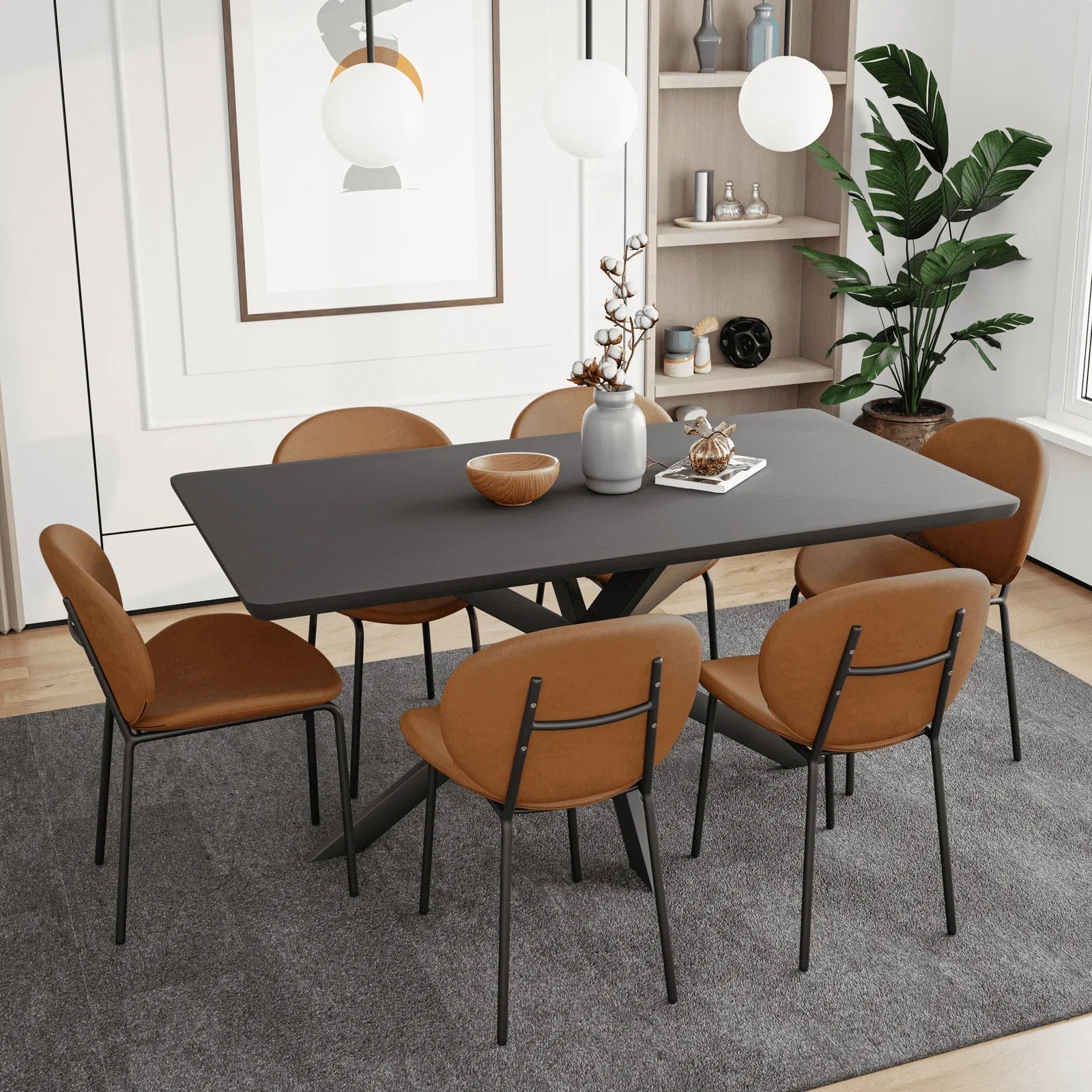 Servos Modern Dining Side Chair with Upholstered Seat and Powder Coated Iron Frame - Elax Furniture
