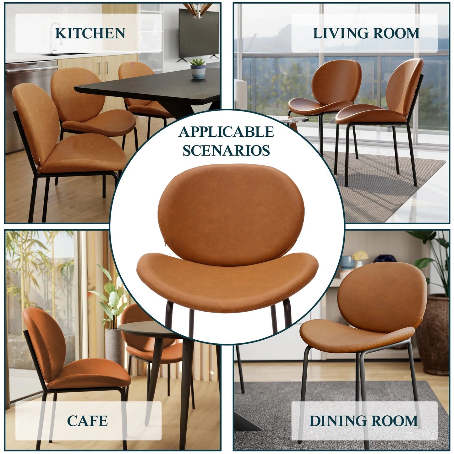 Servos Modern Dining Side Chair with Upholstered Seat and Powder Coated Iron Frame - Elax Furniture