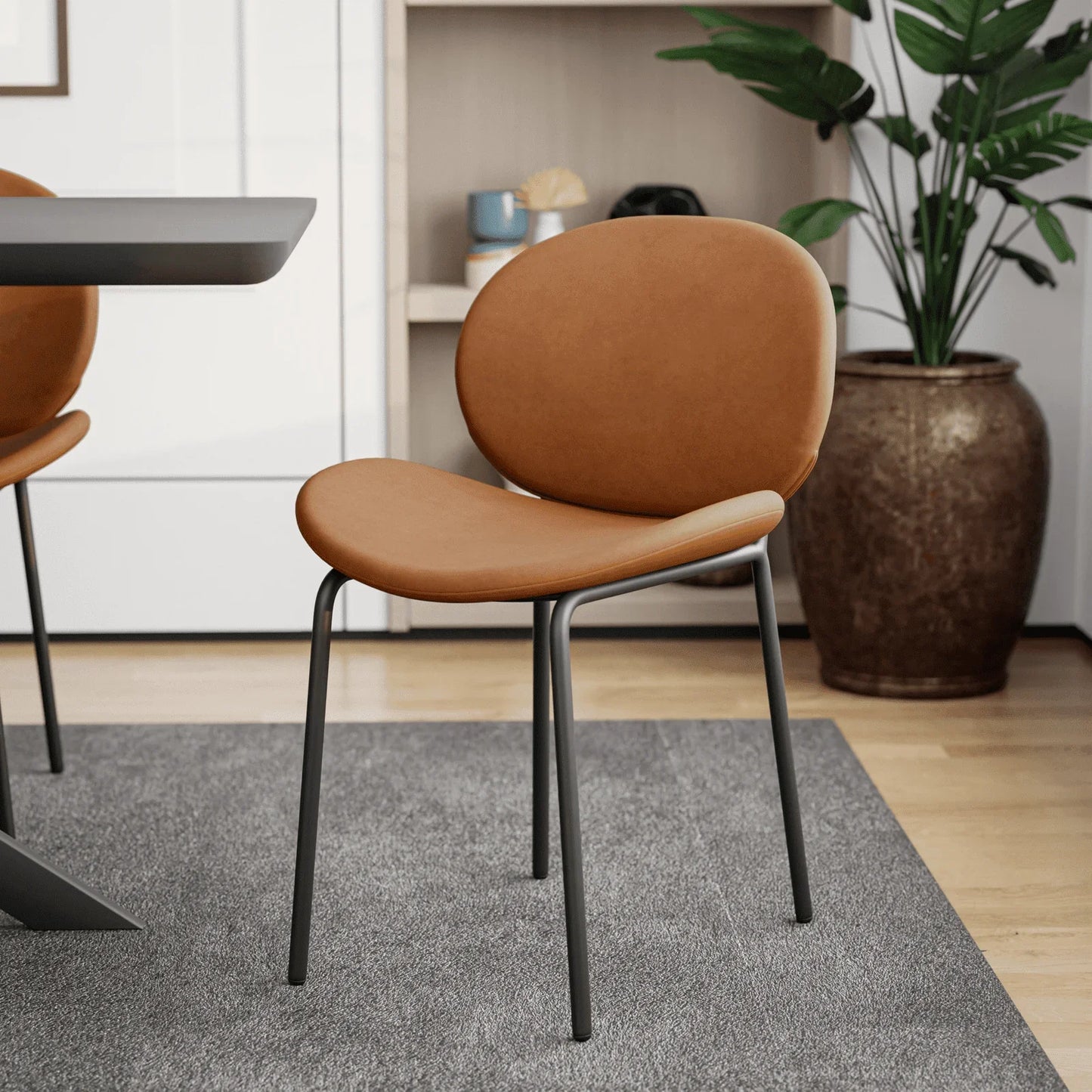 Servos Modern Dining Side Chair with Upholstered Seat and Powder Coated Iron Frame - Elax Furniture