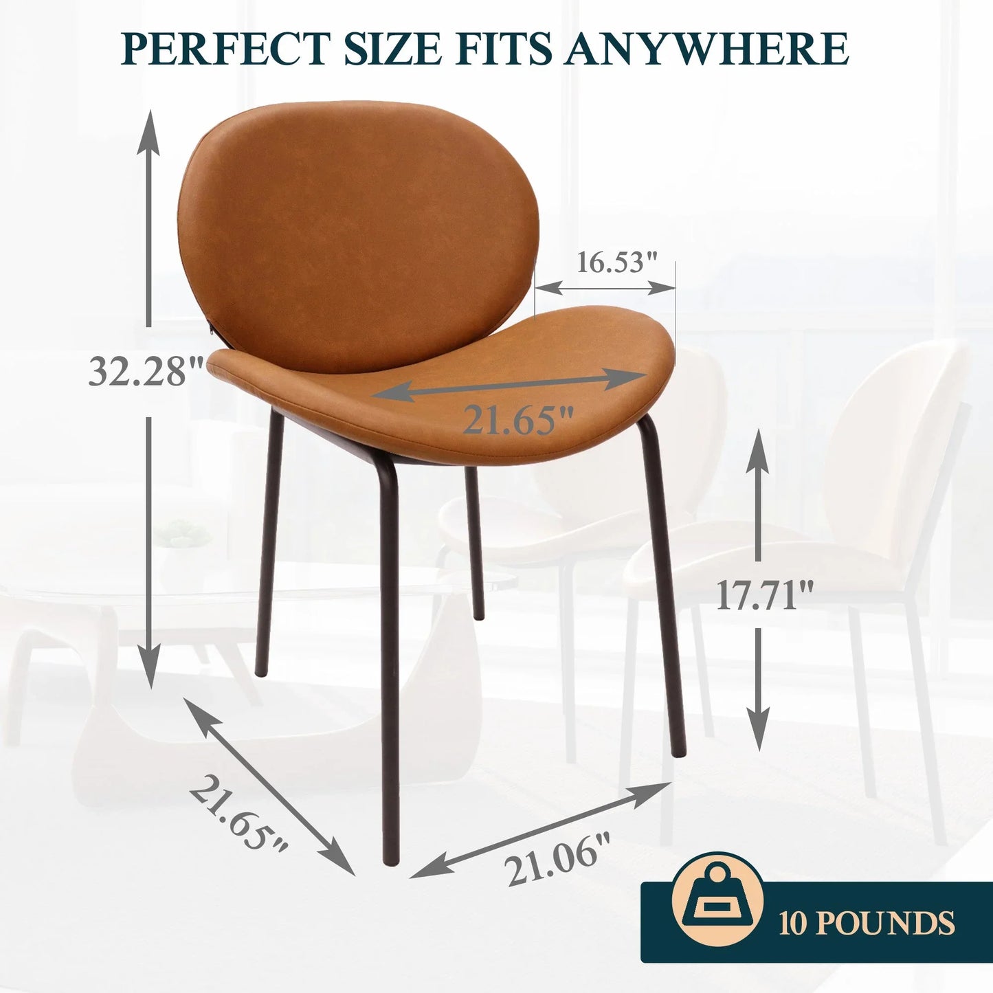 Servos Modern Dining Side Chair with Upholstered Seat and Powder Coated Iron Frame - Elax Furniture