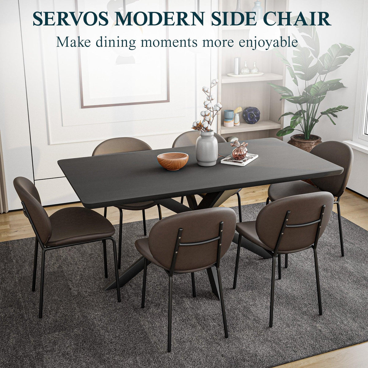 Servos Modern Dining Side Chair with Upholstered Seat and Powder Coated Iron Frame - Elax Furniture