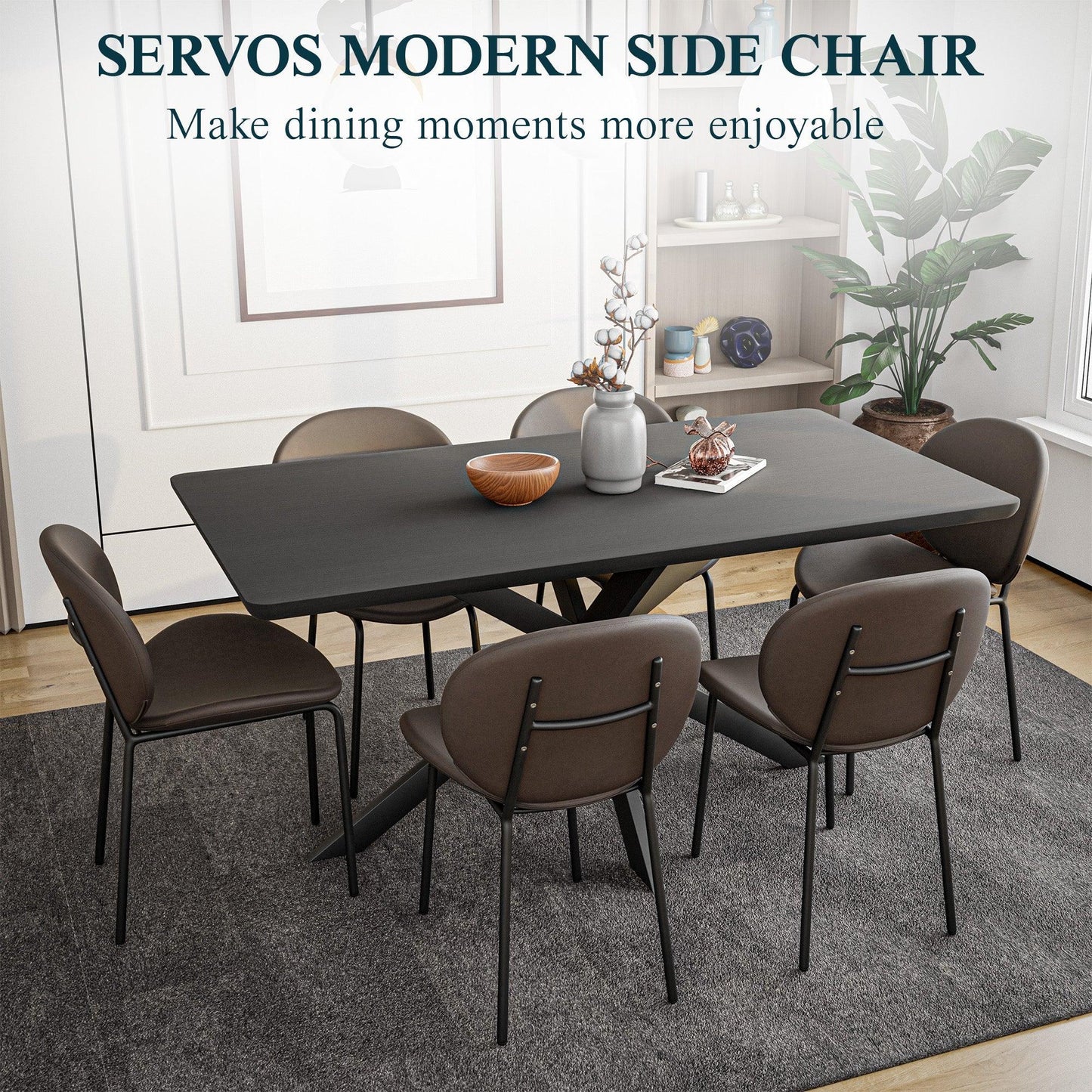 Servos Modern Dining Side Chair with Upholstered Seat and Powder Coated Iron Frame - Elax Furniture