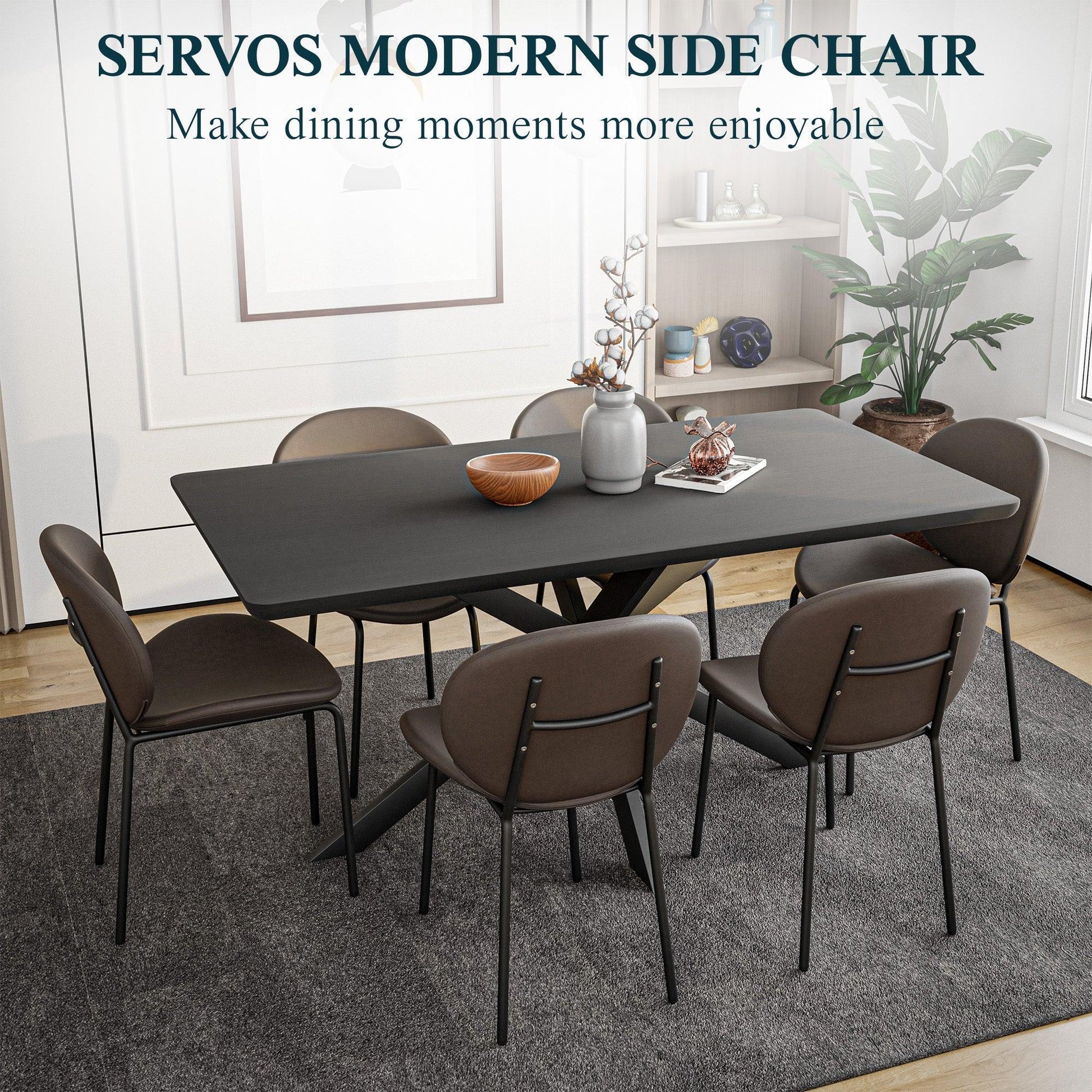Servos Modern Dining Side Chair with Upholstered Seat and Powder Coated Iron Frame - Elax Furniture