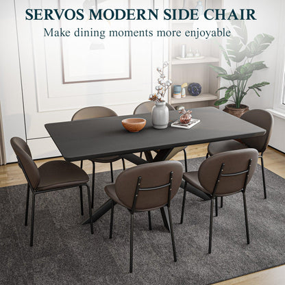 Servos Modern Dining Side Chair with Upholstered Seat and Powder Coated Iron Frame - Elax Furniture