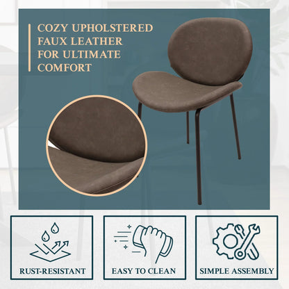 Servos Modern Dining Side Chair with Upholstered Seat and Powder Coated Iron Frame - Elax Furniture