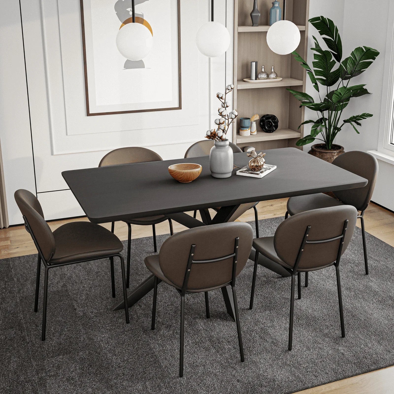 Servos Modern Dining Side Chair with Upholstered Seat and Powder Coated Iron Frame - Elax Furniture