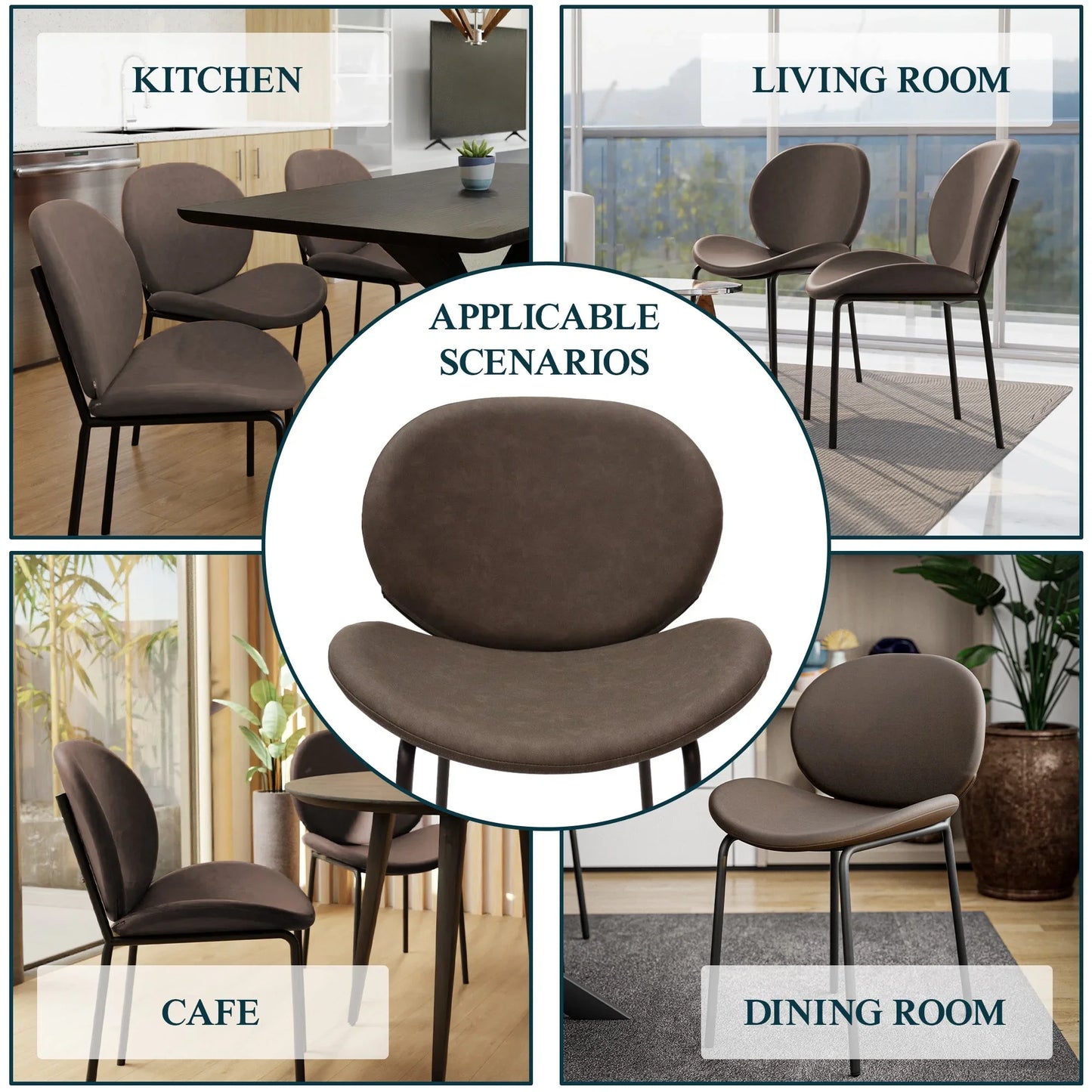 Servos Modern Dining Side Chair with Upholstered Seat and Powder Coated Iron Frame - Elax Furniture