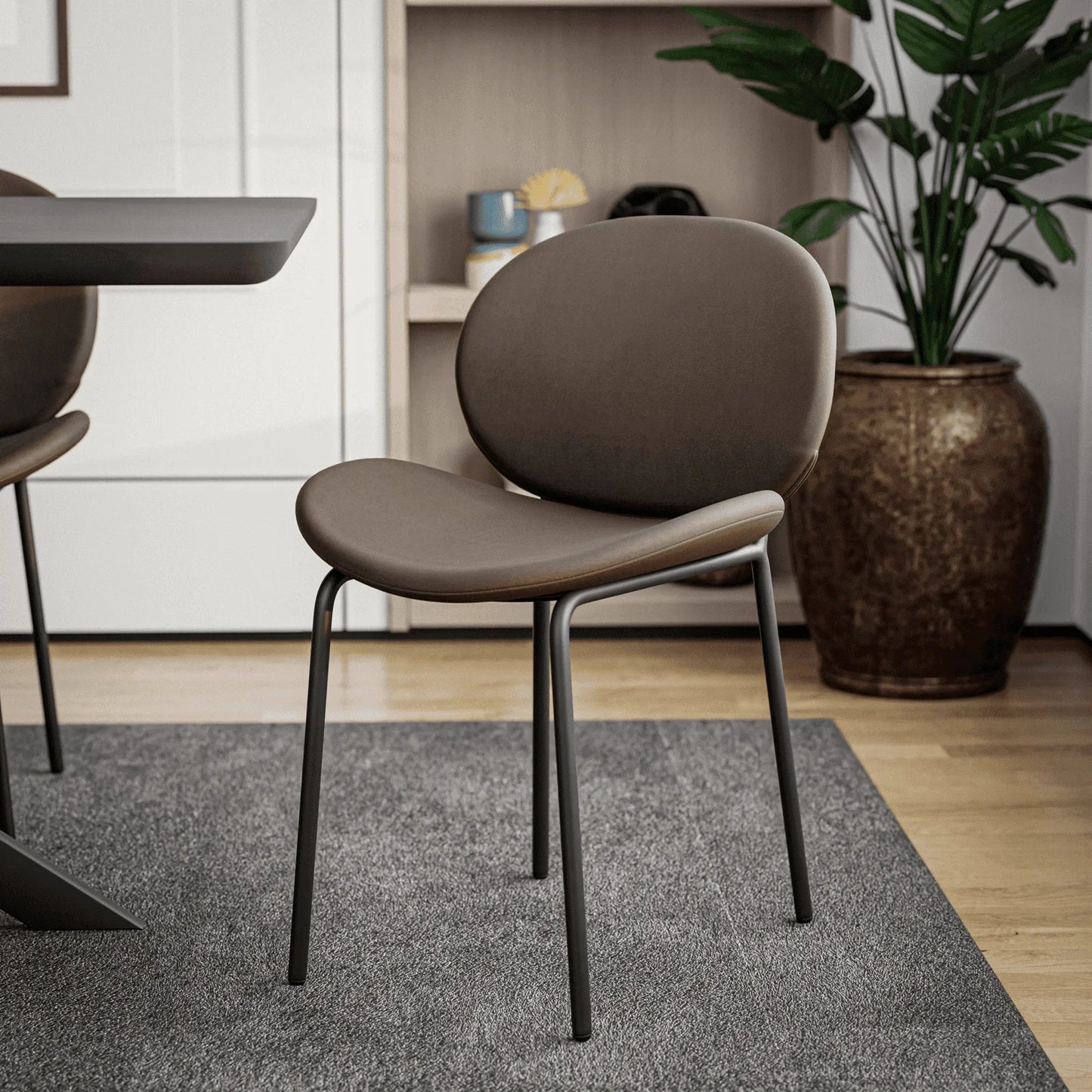 Servos Modern Dining Side Chair with Upholstered Seat and Powder Coated Iron Frame - Elax Furniture