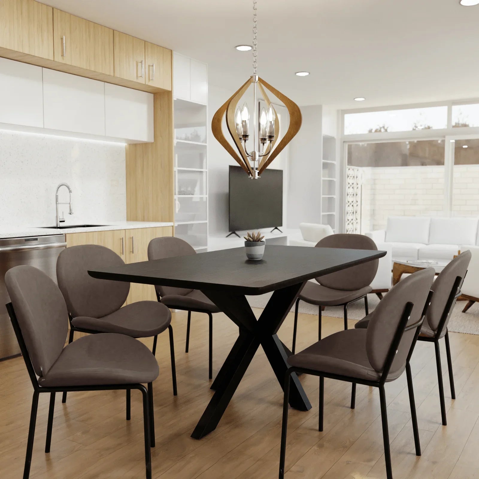 Servos Modern Dining Side Chair with Upholstered Seat and Powder Coated Iron Frame - Elax Furniture