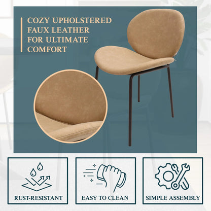 Servos Modern Dining Side Chair with Upholstered Seat and Powder Coated Iron Frame - Elax Furniture