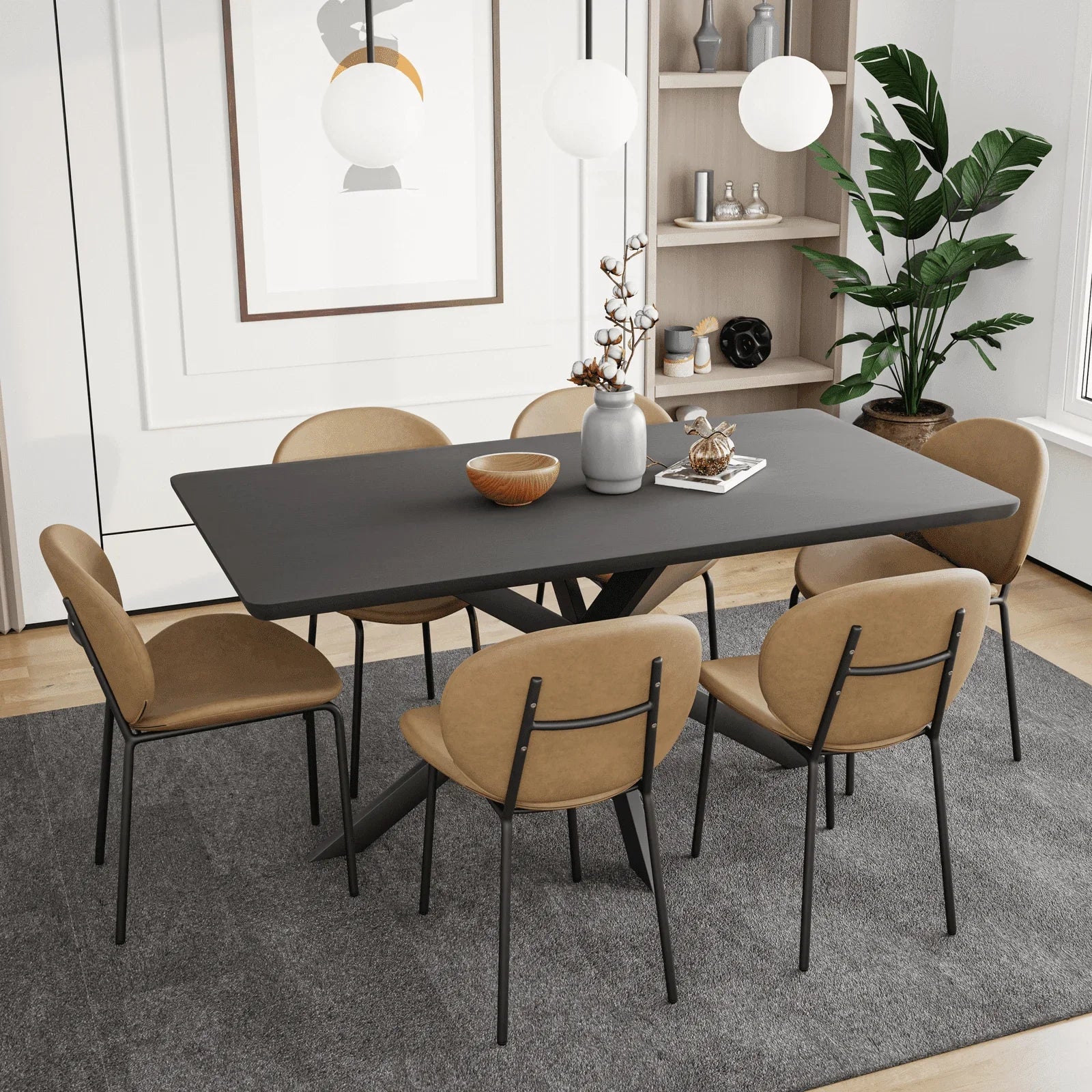 Servos Modern Dining Side Chair with Upholstered Seat and Powder Coated Iron Frame - Elax Furniture