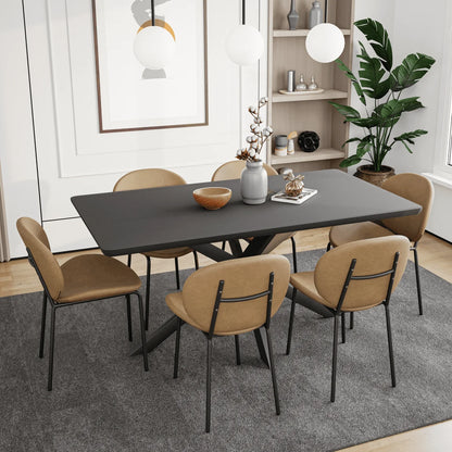 Servos Modern Dining Side Chair with Upholstered Seat and Powder Coated Iron Frame - Elax Furniture