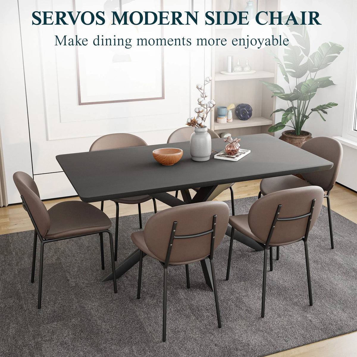 Servos Modern Dining Side Chair with Upholstered Seat and Powder Coated Iron Frame - Elax Furniture