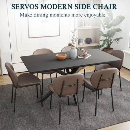 Servos Modern Dining Side Chair with Upholstered Seat and Powder Coated Iron Frame - Elax Furniture