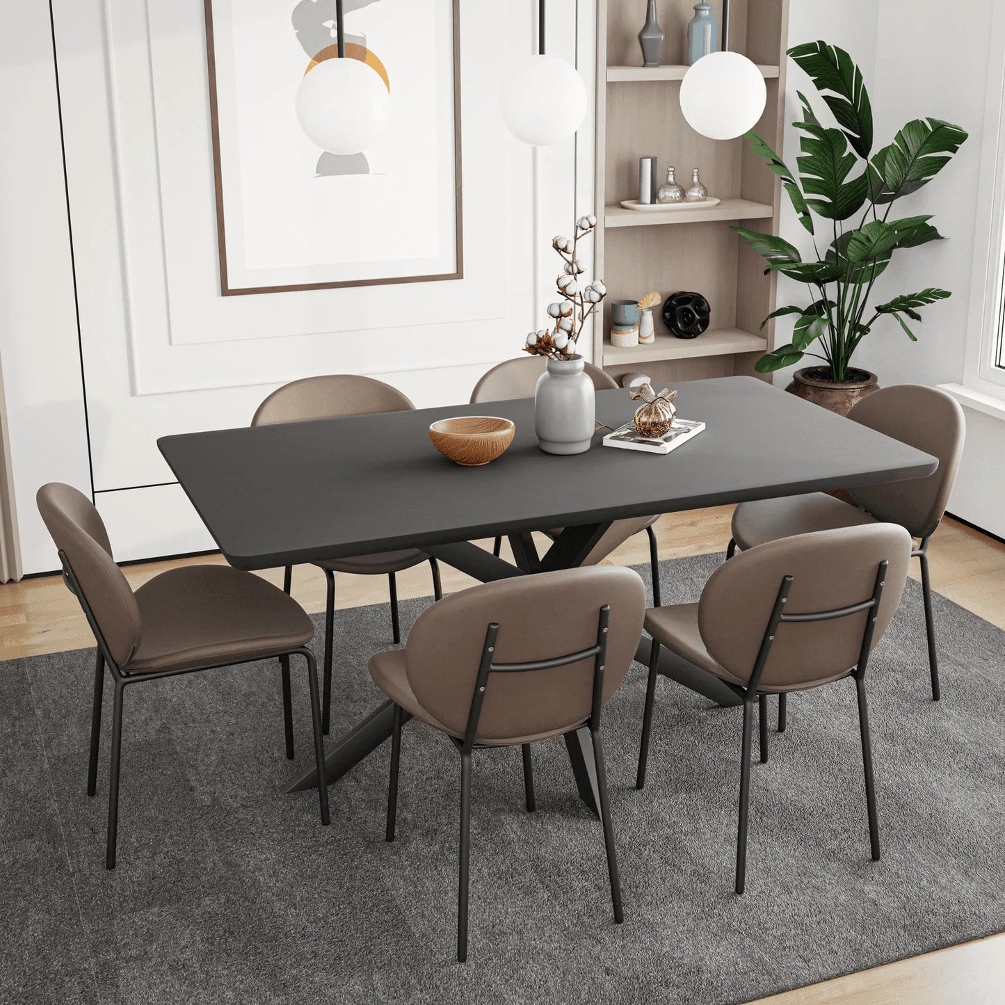 Servos Modern Dining Side Chair with Upholstered Seat and Powder Coated Iron Frame - Elax Furniture