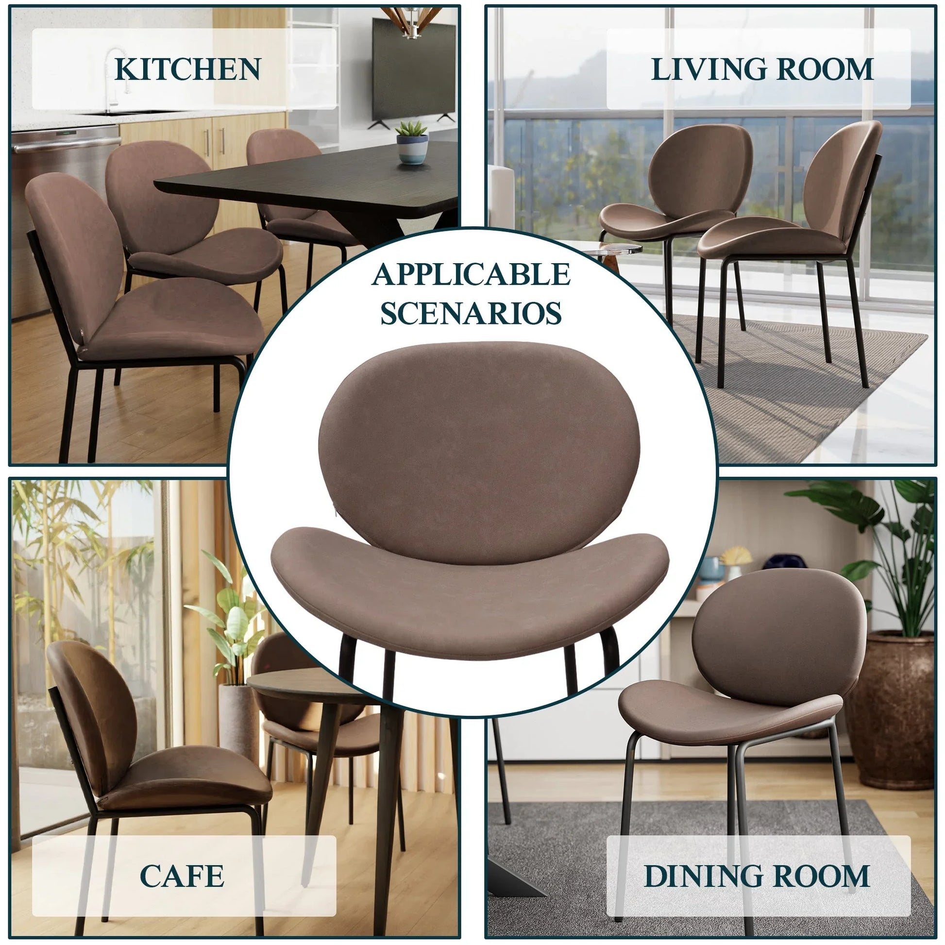 Servos Modern Dining Side Chair with Upholstered Seat and Powder Coated Iron Frame - Elax Furniture