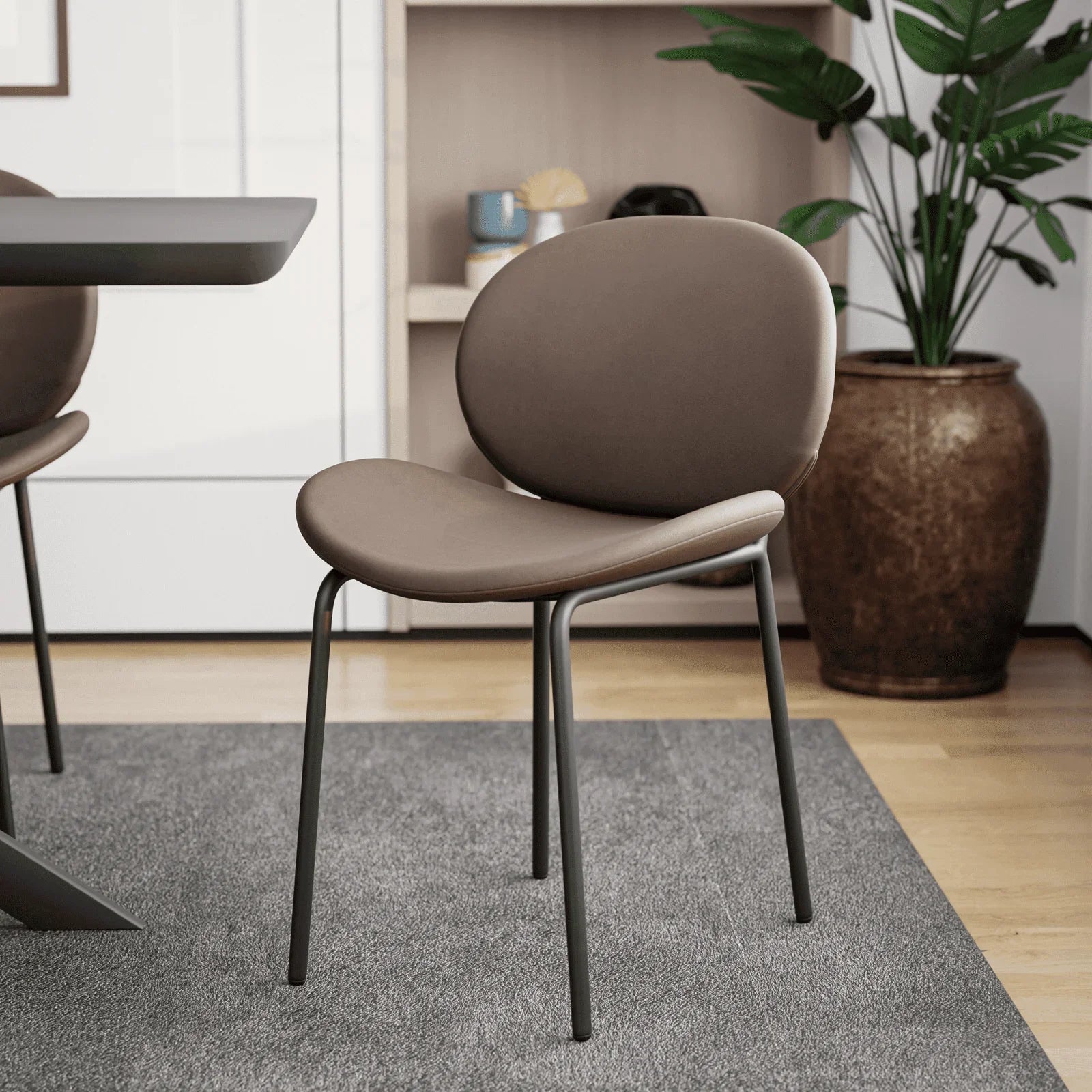 Servos Modern Dining Side Chair with Upholstered Seat and Powder Coated Iron Frame - Elax Furniture