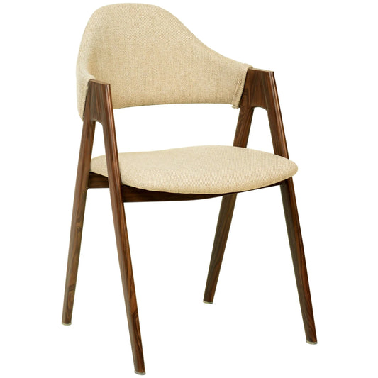 Savor Dining Chair in Polyester with Curved and Open-Back Design in Brown - Elax Furniture