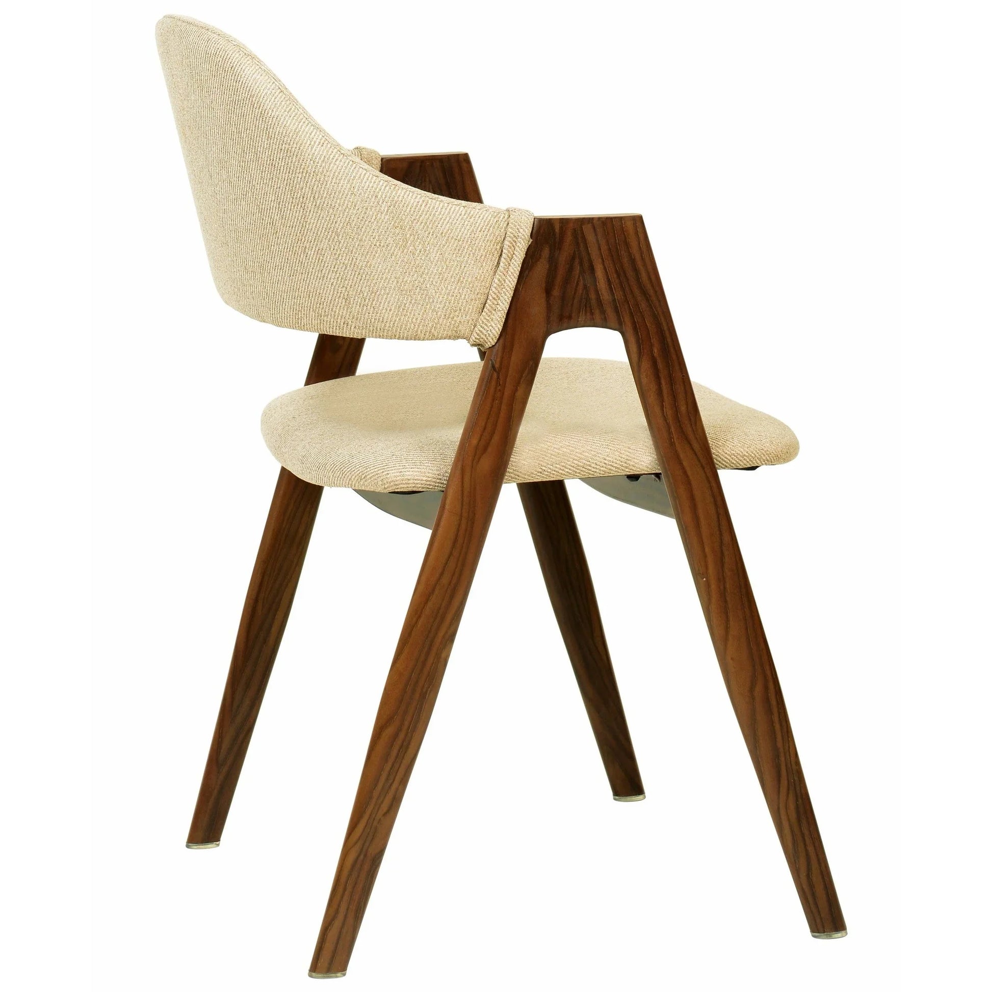 Savor Dining Chair in Polyester with Curved and Open-Back Design in Brown - Elax Furniture