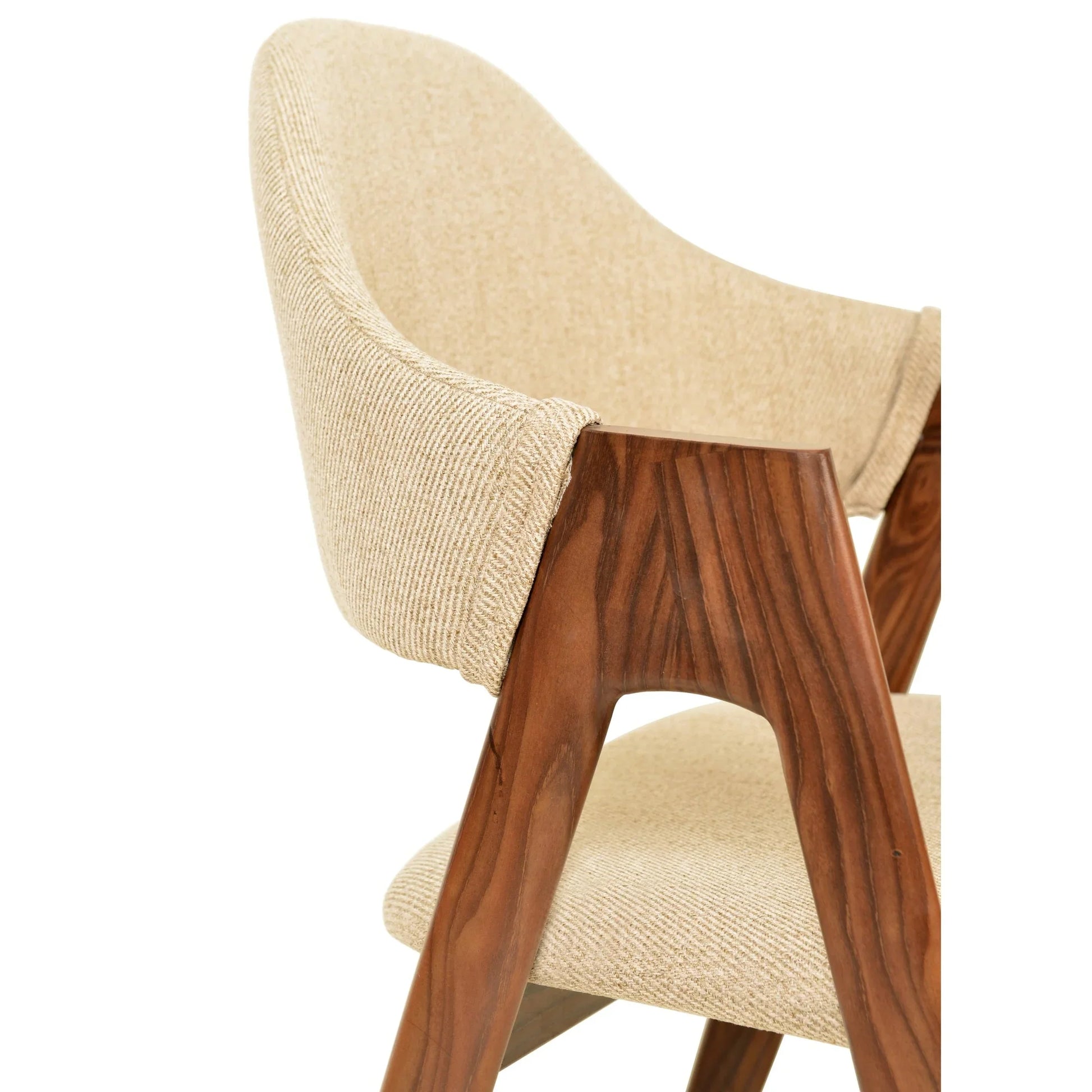 Savor Dining Chair in Polyester with Curved and Open-Back Design in Brown - Elax Furniture