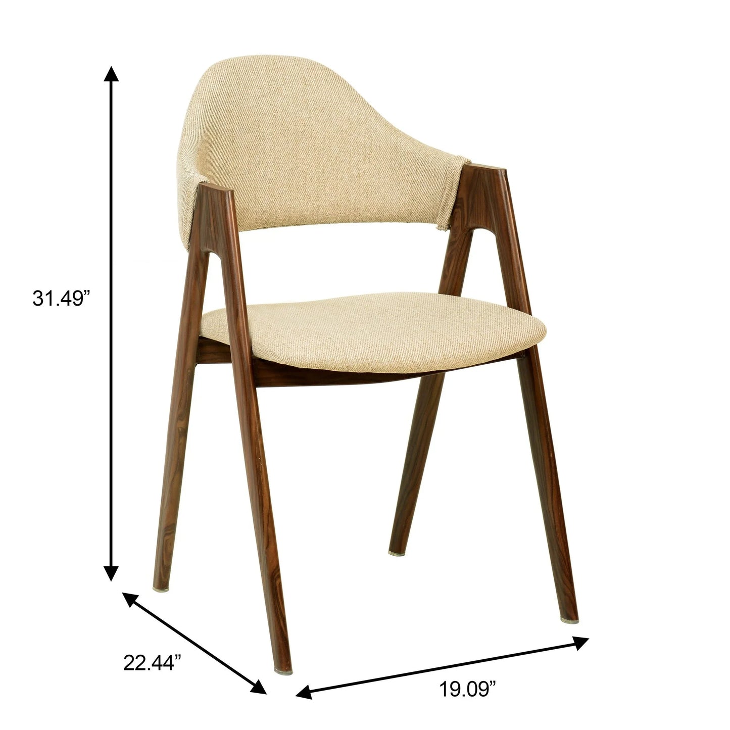 Savor Dining Chair in Polyester with Curved and Open-Back Design in Brown - Elax Furniture