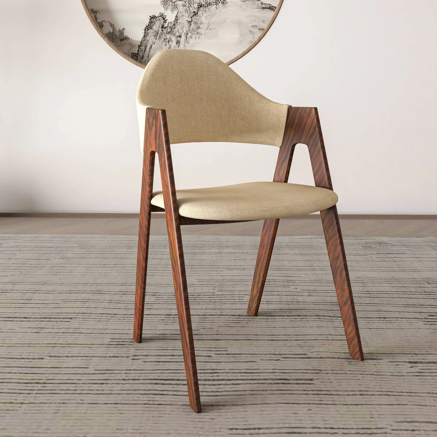 Savor Dining Chair in Polyester with Curved and Open-Back Design in Brown - Elax Furniture