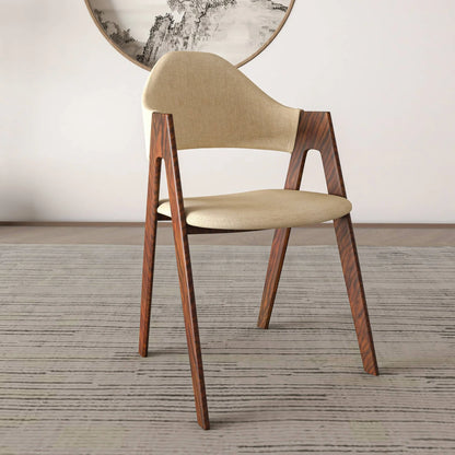 Savor Dining Chair in Polyester with Curved and Open-Back Design in Brown - Elax Furniture